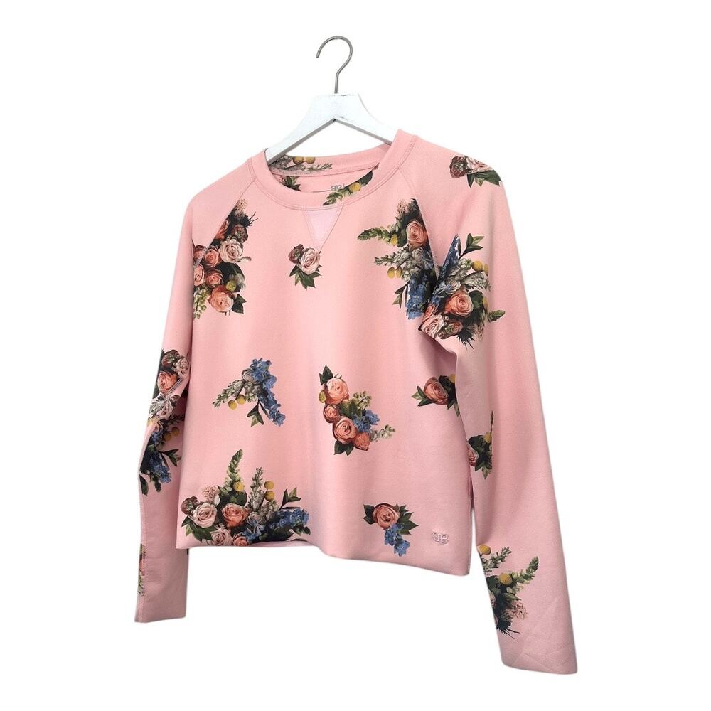 Albion Fit Neo Cropped Sweater Pink Floral Long Sleeve Size Small - Picture 2 of 6